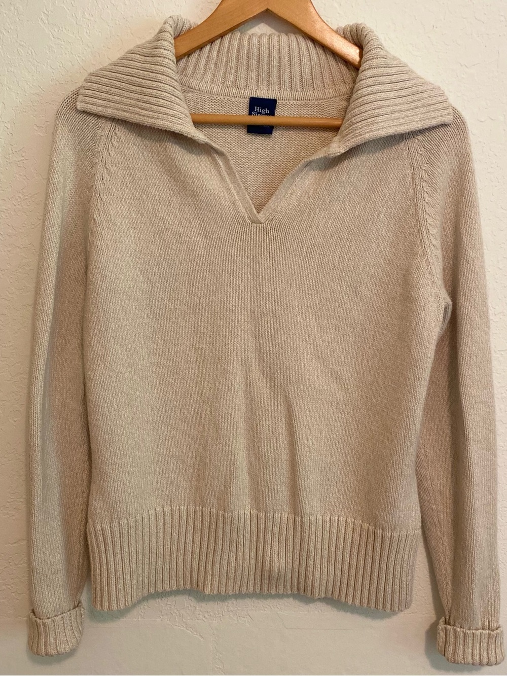 Vintage 90’s High Sierra Ribbed Knit Collared Sweater Creamy Oatmeal Women’s L